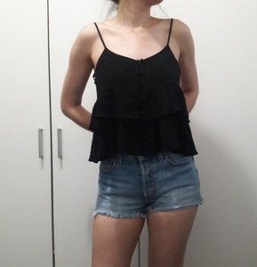 XS NWT Express Black Ruffled Tank Top